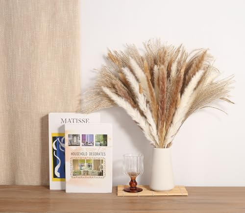 85 Stück Pampasgras Deko weißes getrocknete Pampas mit klein Schilf Pampasgras, Trockenblumen, Hasenschwanzgras - für Wohnkultur, Schlafzimmer Trockenblumen Deko