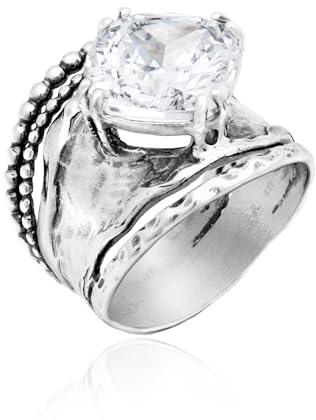 JEAN RACHEL JEWELRY Ring aus 925er-Sterlingsilber, mit kubischem Zirkonia, Vintage-Design, hypoallergen, blei- und nickelfrei, handgefertigt, Statement-Ringe für Damen