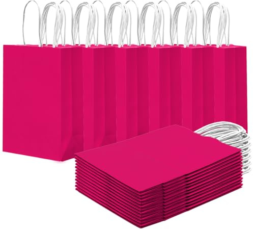 Gcardist 24PCS piccola borsa regalo con manici in bulk 8.3x6x3 Pollici borse regalo rosa rose borse per molteplici usi (21x15x8cm, piccola taglia)