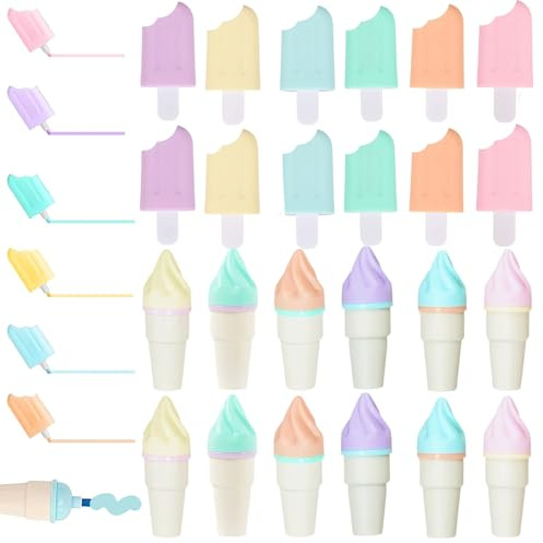 24 Stück Mini Textmarker Eiscreme Set, Mitgebsel Kindergeburtstag 6/8/10 Jahre Bonbon Textliner Stifte, Lustiger Textmarker Kinder, Geeignet für Kindergeschenke, Partys, Geburtstage, Schulgeschenke