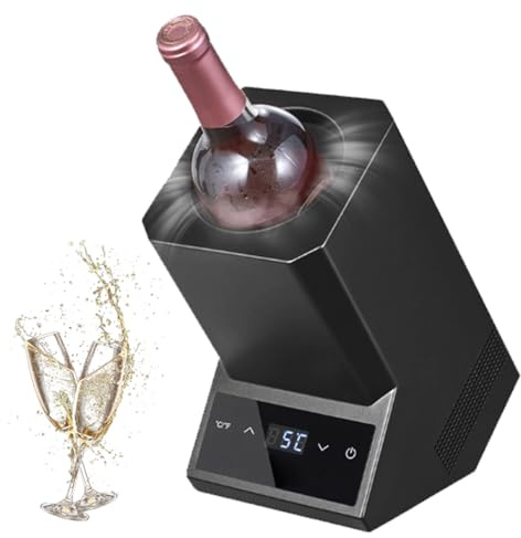 Enfriador De Vino Eléctrico, Enfriador De Una Sola Botella, Control De Temperatura Digital (41 ° F A 64 ° F), Capacidad De 750 Ml, Cuerpo Inoxidable, Frío, 24 H, Enfriador Sin Recolección De Fiestas
