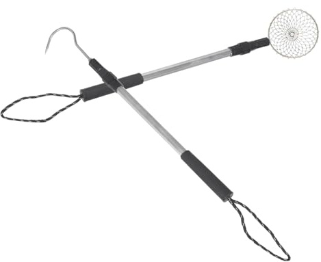 ERINGOGO 2pcs Beach Scoop and Sand Sifter Shovel Set Aluminum Alloy Telescopic Handles and Zinc-coated Iron Sand Scoop, Retractable Shell Picker for Beachcombing and Rock Hunting