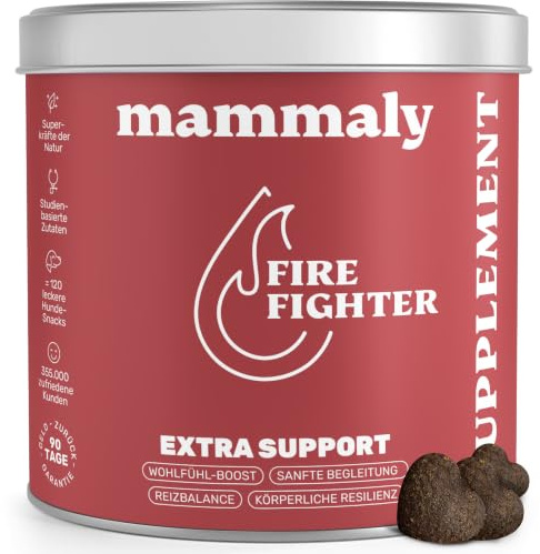 mammaly Fire Fighter® Support-Komplex mit Teufelskralle (bis 60 Tage) | mit 120 Snacks für Gelenke, Magen & Verdauung - mit Kurkuma - bei Schmerzen - DLG zertifiziert - mit Tierärzten entwickelt