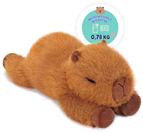 shownicer Wärmekissen Stofftier Capybara 0,78 KG Wärme-Kuscheltier Erwärmen in Mikrowelle Wärmendes Plüschkissen Gewichtstiere Plüschtier Geschenk für Erwachsene Kinder 3+ Jahre (Dunkelbraun, 35cm)