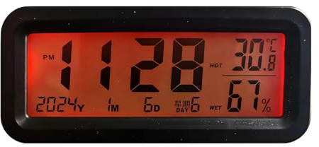 Reloj de coche | Luminoso Monitor de Humedad, Retroiluminación Automática Vehículo Dash Reloj,para Camión Coche Coche Sedán Pickup Roller SUV Rejilla de Ventilación Consola Viaje