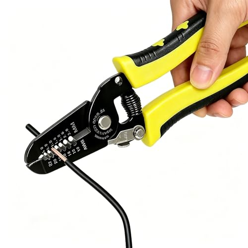 10-22 AWG Multi Gauge Wire Strippers, 7 Inch Cable Stripper Cutter Tool, Durable Electrical Wire Strippers with Safety Lock for Home Repair, Electrician & DIY