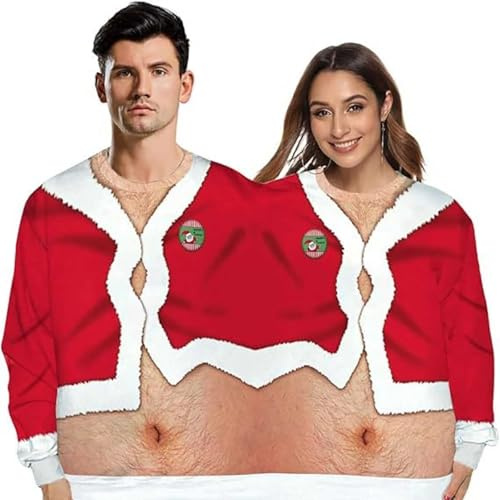 Maglione natalizio brutto per due persone, da uomo e da donna, felpa per coppie, per adulti, feste in costume