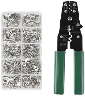 HS-202D Crimping Pliers Can Peel Wire Skin Crimping Tin-Plated Brass Terminal Ring RNB B Fork/u/y Kit Cable Wire Connector(202D 320PCS)