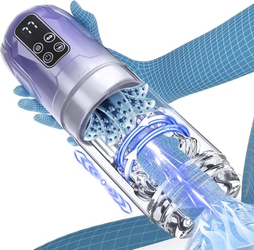Masturbateur Électrique Homme mains avec 7 Modes Télescopiques, Rotation, Vibration et Aspiration – Automatique Jouet Sexuel Masculin, Effet Langue & Blowjob, Massage du Pénis Sex Toýs