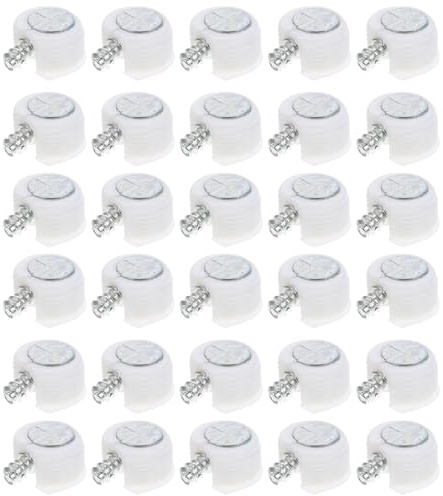 Homoyoyo 30 Pezzi Supporti Mensole per Mobili in Lega di Zinco e Abs, Perni di Collegamento e Connettori a Camma, Elementi di Fissaggio per Armadietti e Riparazione Mobili, Utilizzo