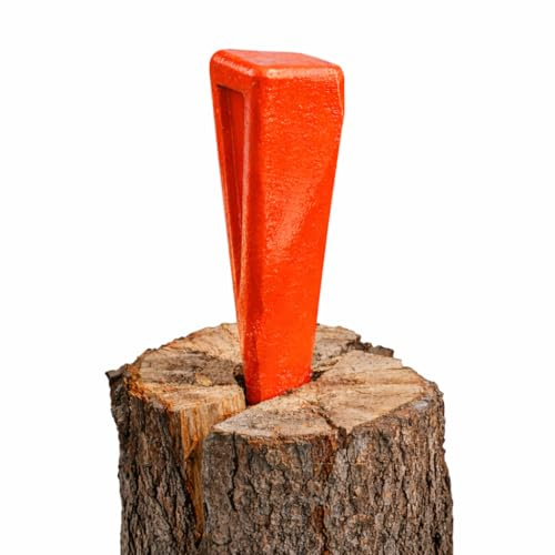 TWIST Wood Log Splitter Wedge 2kg High Strength Steel Firewood Splitting Tool with Twisted Chisel Design Red Camping Garden