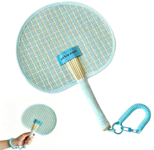 KASESSS Ventaglio di Palma, Piccolo Ventaglio da Borsetta, Ventaglios Stile Cinese con Cordino, Ventaglios da Portatile per Festival, Matrimonio, Compleanno, Decorazioni di Casa, Rinfrescarsi d'Estate