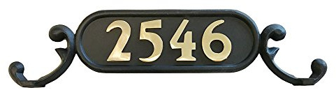 ADDRESSES OF DISTINCTION Charleston Mailbox Address Plate – Mailbox Plaque With Solid Brass Numbers – Customized House Digits – Double Sided Sign – Rust Proof Aluminum - Hardware Included