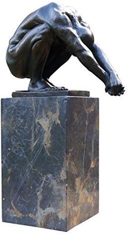 Antike Fundgrube Bronze Figur erotischer Männerakt auf edlem Marmorsockel | Skulptur Deko | H: 31 cm (5443)