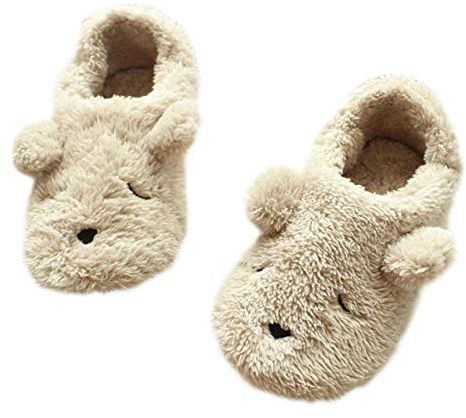 ITODA Women's Soft Plush Slippers Cute Animal Comfy House Shoes Winter Warm Fleece Slippers Anti-Slip Bedroom Slipper Home Shoes Ankle Boots Ladies Girls Casual Indoor