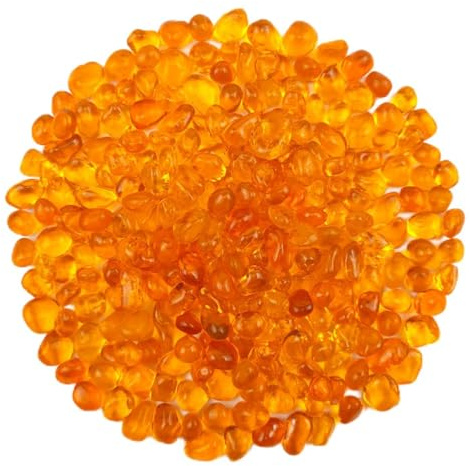WAYBER Glass Stones, 1Lb/460g Irregular Sea Glass Pebbles Non-Toxic Artificial Crystal Stones for Vase Filler/Aquarium Decoration/Gems Displaying/Wishing Bottle Making, Orange