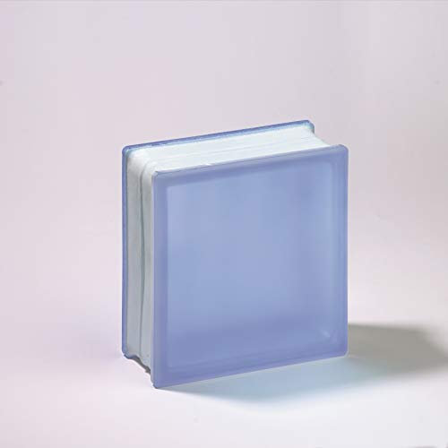 Bloque de Cristal Lux Glass Azul Liso Satinado 2 caras | cm 19x19x8 | Unidad de venta 1 caja de 6 pzas