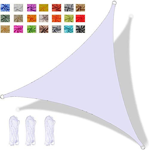 Tenda A Vela Triangolare 6x6x6m Vela Ombreggiante Impermeabile, Protezione Raggi UV 98%, per Feste All'aperto in Terrazza Giardino, con Corda, Bianca