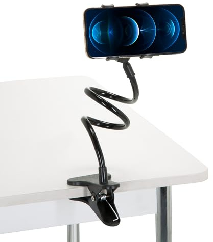 hjh OFFICE Handyhalterung Tisch FLEXMOBI Handy Halterung Tischklemme, Handy Zubehör, Schwarz 830042
