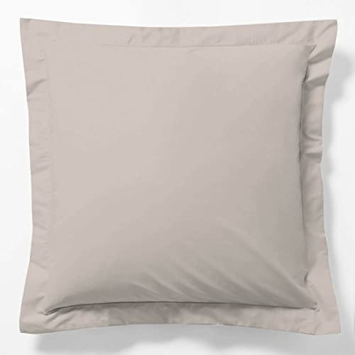 VISION - Kissenbezug 65 x 65 cm - 100% Baumwolle - Farbe: Beige - Flache Volant-Verarbeitung - Natürliche Fasern - Dichte Webart - Oeko-Tex Zertifiziert