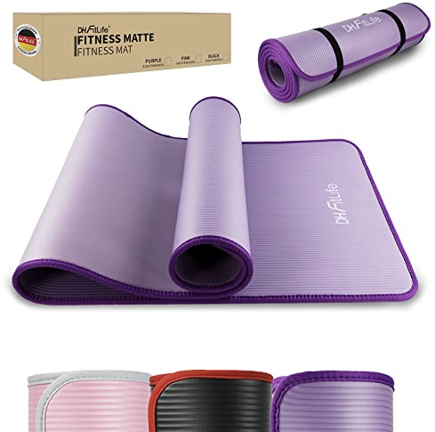 DH FitLife Trainingsmatte Fitnessmatte, Sportmatte 183 * 61 * 1 cm, Gymnastikmatte extra reißfest, Yogamatte rutschfest und dick, Workout Matte (violett)