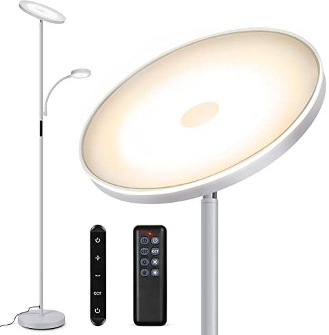 OUTON Lampada da Terra LED, 42W/3600LM 126 LED Lampada da Pavimento Moderna con lampada da lettura, con Telecomando, 4 Temperature di Colore &Interruttore Touch, per Soggiorno, Camera, Studio