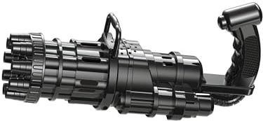 Smiffys Pistolet à bulles Gatling, noir, avec tube à bulles et plateau