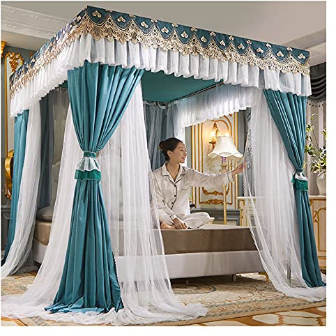 Himmelbett-Moskitonetz, doppelschichtig, Prinzessinnen-Baldachin für Mädchenbett, Doppelbett-Baldachin, Mädchenschlafzimmer-Baldachin für Kingsize-Bett, mit Halterung (Größe: 1,8 x 2,2 m/5,
