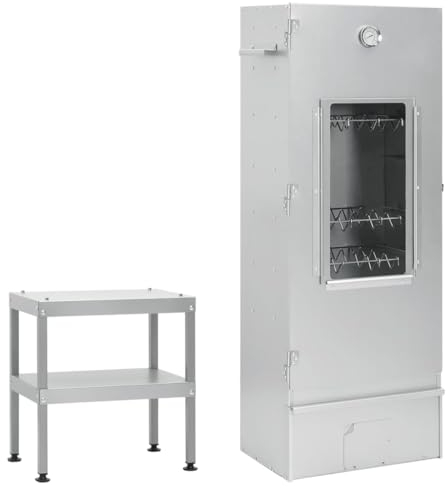 LAPOOH Räucherofen mit Tisch Verzinkter Stahl, Smoker, Tischräucherofen, Räucherschrank, Reifeschrank, Kaltrauchgenerator, Räucherschnecke, Räucherhaken 3187615