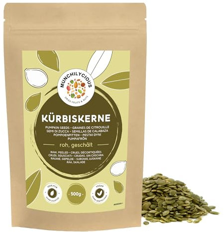 Munchilycious Pumpkin Seeds 500g 1.1 lb, Peeled Raw Pumpkin Seeds to Eat, Keto Snack, Nuts Snack