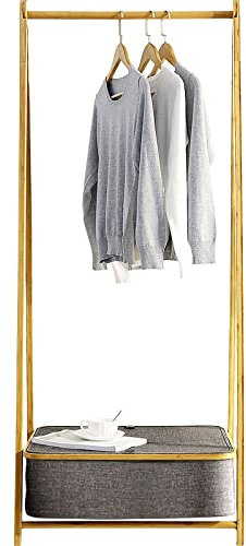 Porte-Serviettes en Bambou avec Porte-Serviettes et Grande étagère, Porte-Serviettes, Cintre en Bambou, étagère au Sol de Style Nordique, Porte-Serviettes autoportant