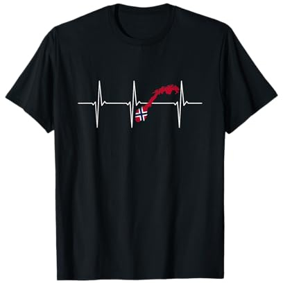 Norwegen EKG Herzschlag Angeln Puls Frequenz T-Shirt