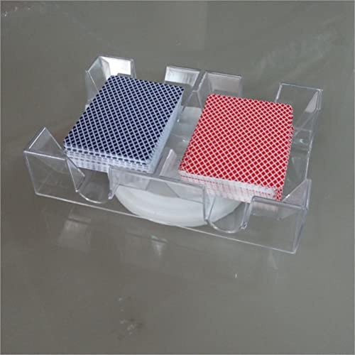VBESTLIFE 2 Deck/6 Deck Kartenfach, Drehbarer Canasta Kartenbehälter aus Glattem Kunststoff, Praktischer Spielkartenhalter Transparenter Kartenspiel Organizer (Setzen Sie 2 Poker)