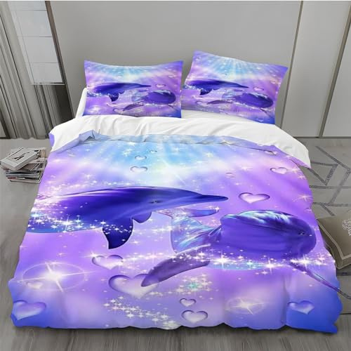 BAIL Housse de Couette 240 x 260 Amour Housse Couette Très Doux Parure de Lit Adulte en Microfibr 2 Taies d'oreiller 65 x 65 cm Convient pour Chambre