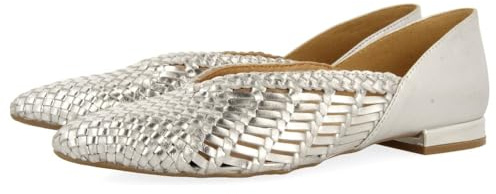 GIOSEPPO Ballerine in Pelle Intrecciata Harpswell, Argento, 37 EU