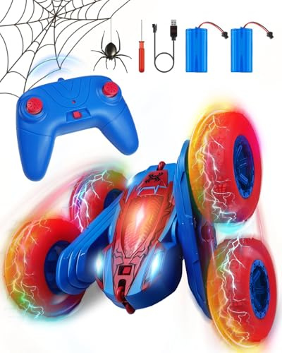 Aucaer Voiture Télécommandée Spider, 2.4Ghz 4WD avec éclairage LED Rotation sur 360 degrés, Cadeau Enfant 4 Ans Garçon Jouets pour Garçons de 5 6 7 Ans, Cadeaux de Noël Cadeau d'anniversaire