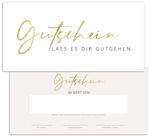 25 Blanko Gutscheine zum selbst Ausfüllen | Premium Druck | Nagelstudio Friseur Kosmetik Massage Wellness Fußpflege Gutscheinkarte Geschenkgutschein