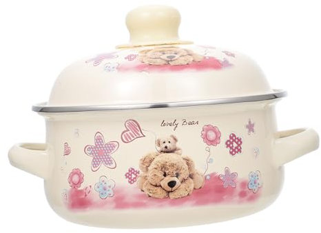 WATIIFUFU Pentola Smaltata Vecchio Stile Da 18 Cm Con Doppi Manici Pentola Per Zuppa Smaltata Per Uso Domestico