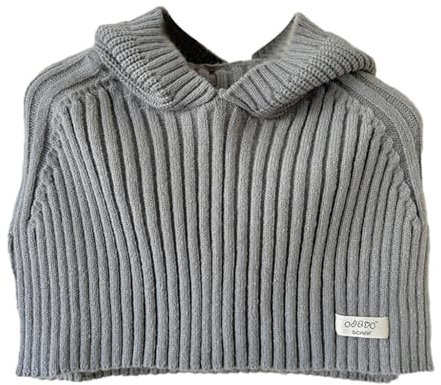 ZEPFJHE Modischer Teenager-Strick-Kapuzenschal für Damen, Winter, Outdoor, warm, Pullover, Mütze, Schal, Studenten, winddicht, Fahrradzubehör, grau, M