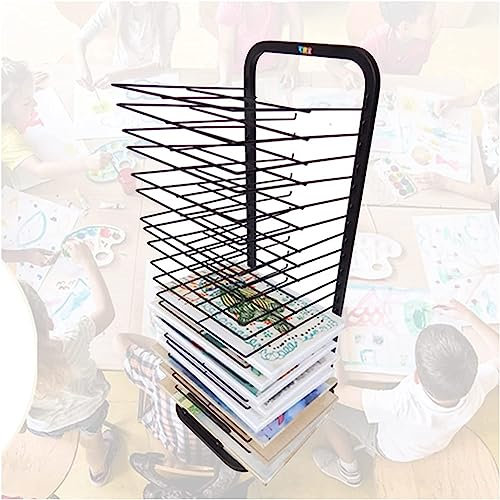 UQACHG Kunst-Trockenständer für das Klassenzimmer, mobiler Kunst-Trockenständer, Trockenstaffelei-Kunststudio, Trockenständer für pädagogische Produkte, platzsparendes Regal, AR，Onecolor-20layers