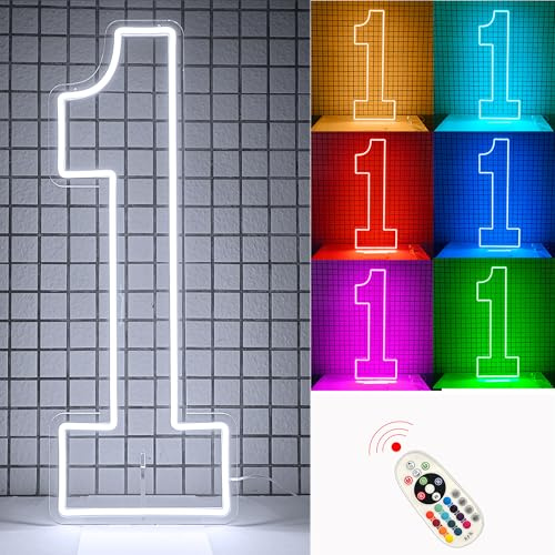 DS&DV 2.5FT Color-Changing Led Neon Number 1 Light Sign