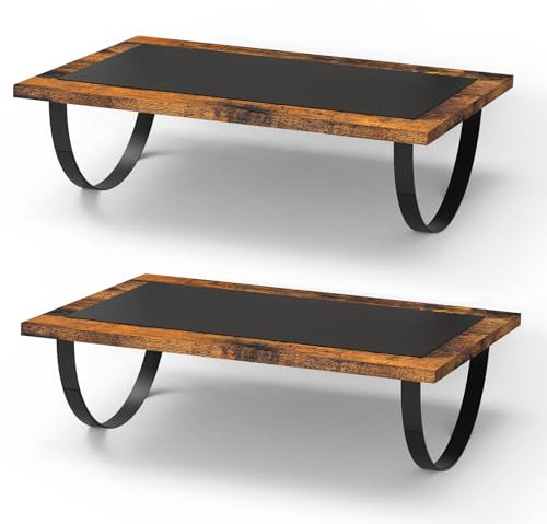 smusei 2 Stück Fußstütze Schreibtisch, Ergonomische Tritthocker hölzerne Kippbar Holz Fußablage Fussstütze mit Anti-Rutsch-Matte für Büro & Hause, Tragfähigkeit 350 lbs -Vintage Braun
