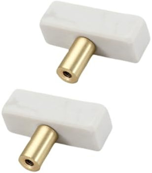 jiajulashou123 2 Stück Möbelgriffe Modern Weiß Marmor Schrankgriffe Schubladengriff Griffe Türgriff Küchengriffe für Schränke,Kommoden,Kleiderschrank,Küche (Single hole)