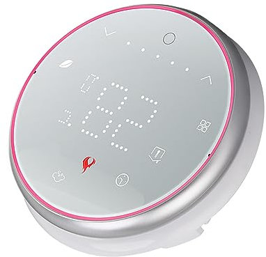 Thermostat Intelligent, Thermostat Programmable, Chauffage électrique, Base Ronde, Plaque Encastrée de 13 Mm, Affichage LED, Thermostat Intelligent sans Fil, AC95~240 V