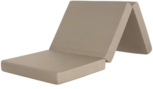 HOMEDI Colchón Plegable Fabricado en España 120X195X10cm Funda Lavable Beige con Asa - Espuma Ideal para Camper, Caravana - Certificada Oeko-Tex