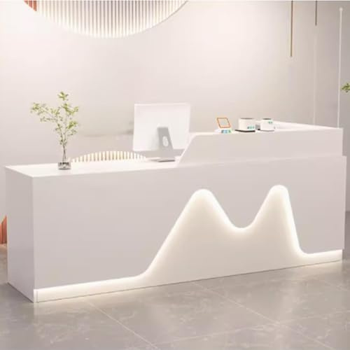 YHWKGZ Comptoir d'accueil avec Tiroirs Verrouillables, Table de Réception Minimaliste en Forme de L, for Comptoir de Caisse, Salon de Beauté, Hall d'entrée (Wit, 140cm/55.1in)