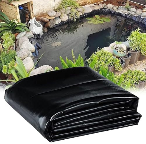 Revestimiento flexible negro de goma HDPE de 4 x 4 m, revestimiento preformado para estanques y estanques de jardín, cubierta impermeable