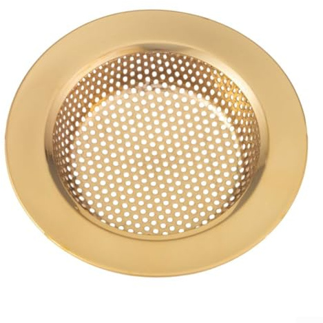Springwillfly Panier d'évier 8 × 8 × 5 cm, filtre de vidange d'évier de cuisine, 3 en 1 en acier inoxydable, filtre d'évier anti-encrassement (filtre d'évier doré)