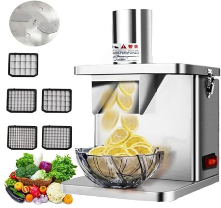 Hachoir à légumes électrique, coupe-légumes multifonctionnel, robot culinaire et fruits, lames en acier inoxydable de 6/8/9/12/15 mm pour trancher et couper en dés