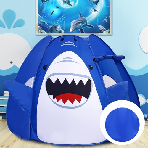 CRAWLBO Kids Play Tent Pop up Tent Turtles Automatic Setup Play House Tent for Girls and Boys Outdoor and Indoor (Shark)